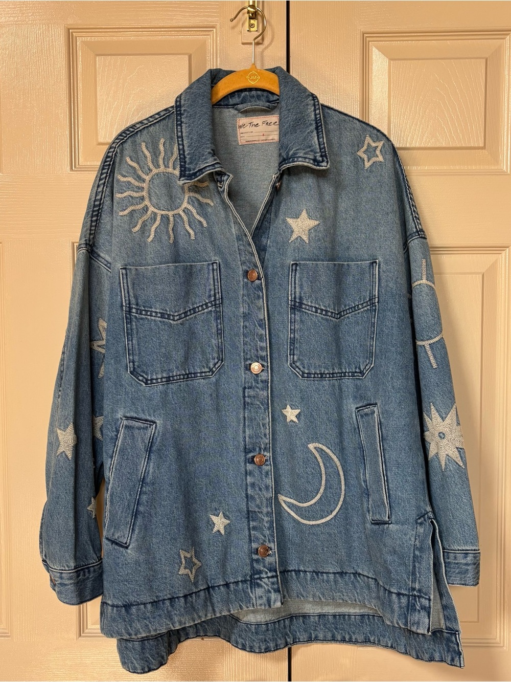 Free People Madison City Jacket Celestial Embroidered Size S - Picture 2 of 5